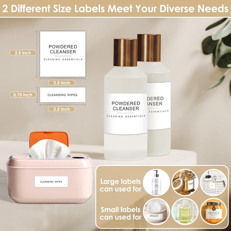 Cludoo 372 قطعة ملصقات حمام لغسيل الملابس بتصميم بسيط لتنظيم المنزل مع ملصقات فارغة قابلة للتخصيص، ملصقات مقاومة للماء والزيوت لاحتياجات تنظيم الحمام وغسيل الملابس والجمال في المنزل - Image 4